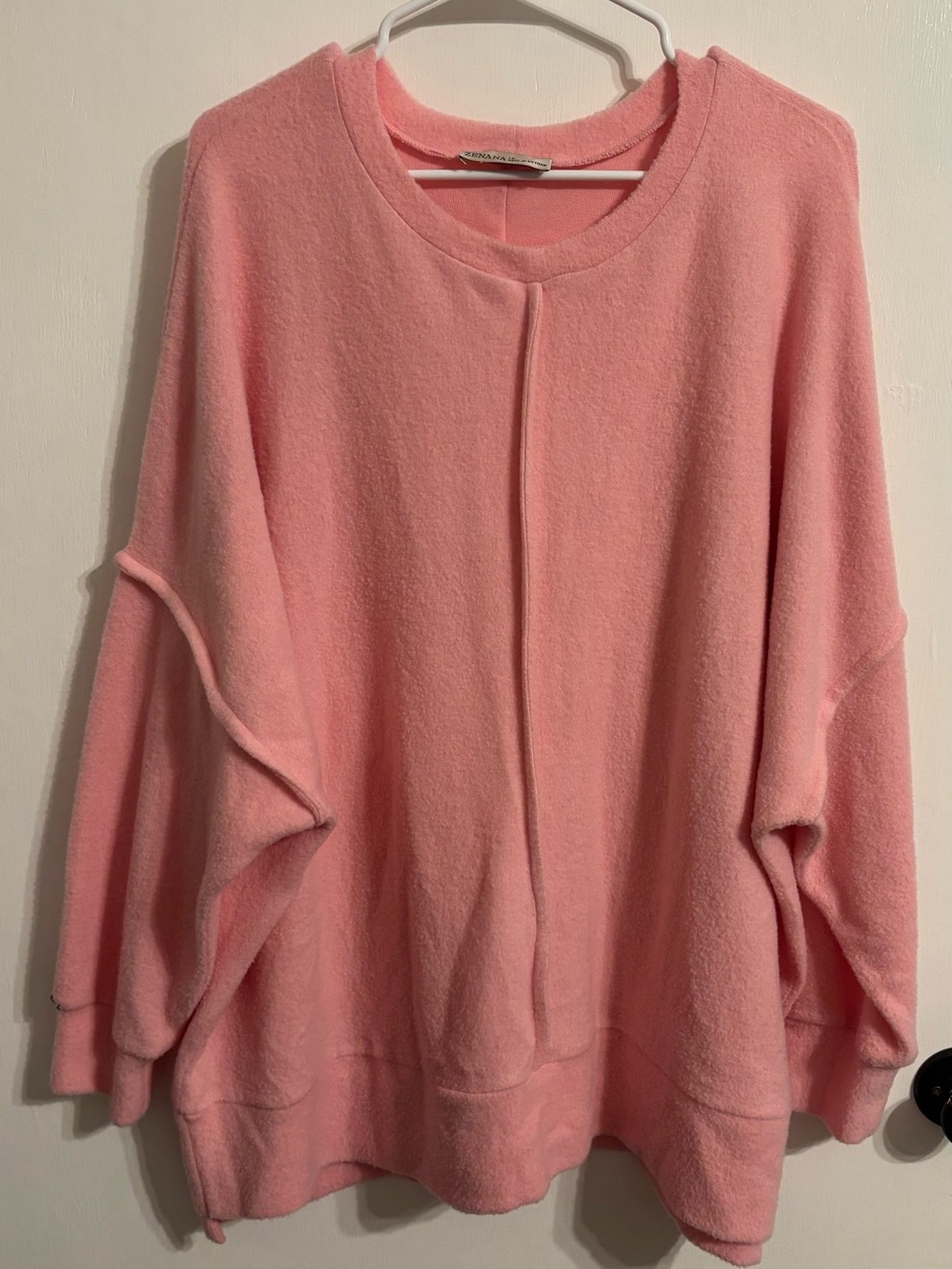 Zenana Soft Oversized Pink Women's Sweater 1X